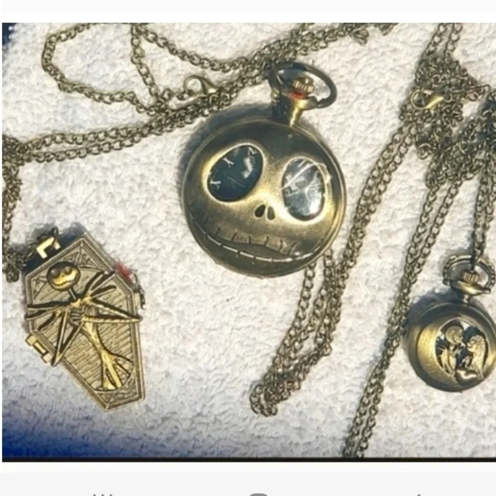 Bronze Jack Skellington Geometric Coffin Pocket/Pendant Watch